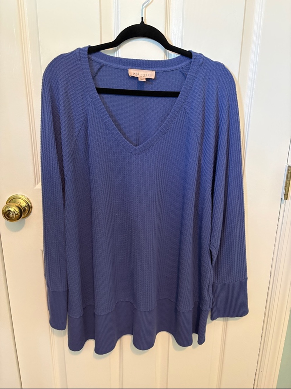 Philosophy Lavender Blue V-Neck Waffle Knit Tunic